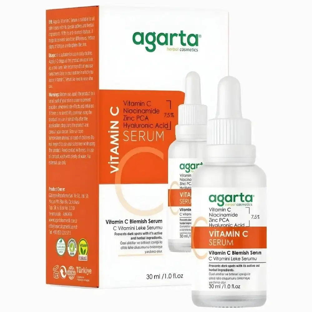 Agarta C Vitamini Serum Aydınlatıcı Koyu Leke Karşıtı (%3,5 Vitamin C, Niacinamide, Zinc PCA) - TazeAktar